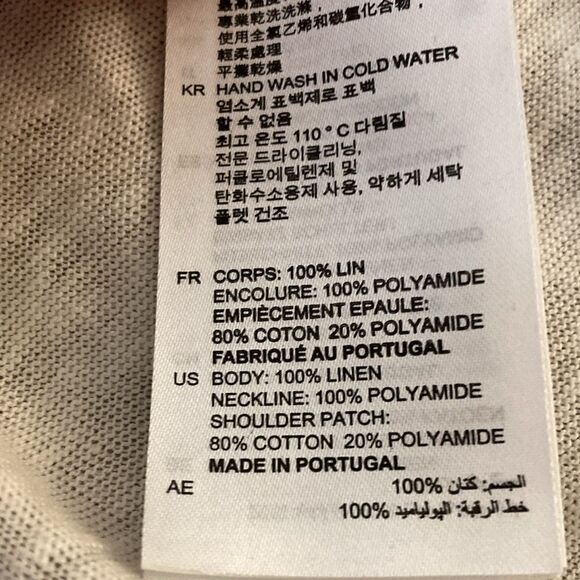 Sandro Paris Linen Long Sleeve Top with Lace Detail. Off White. Size 3 (L). - Picture 11 of 12